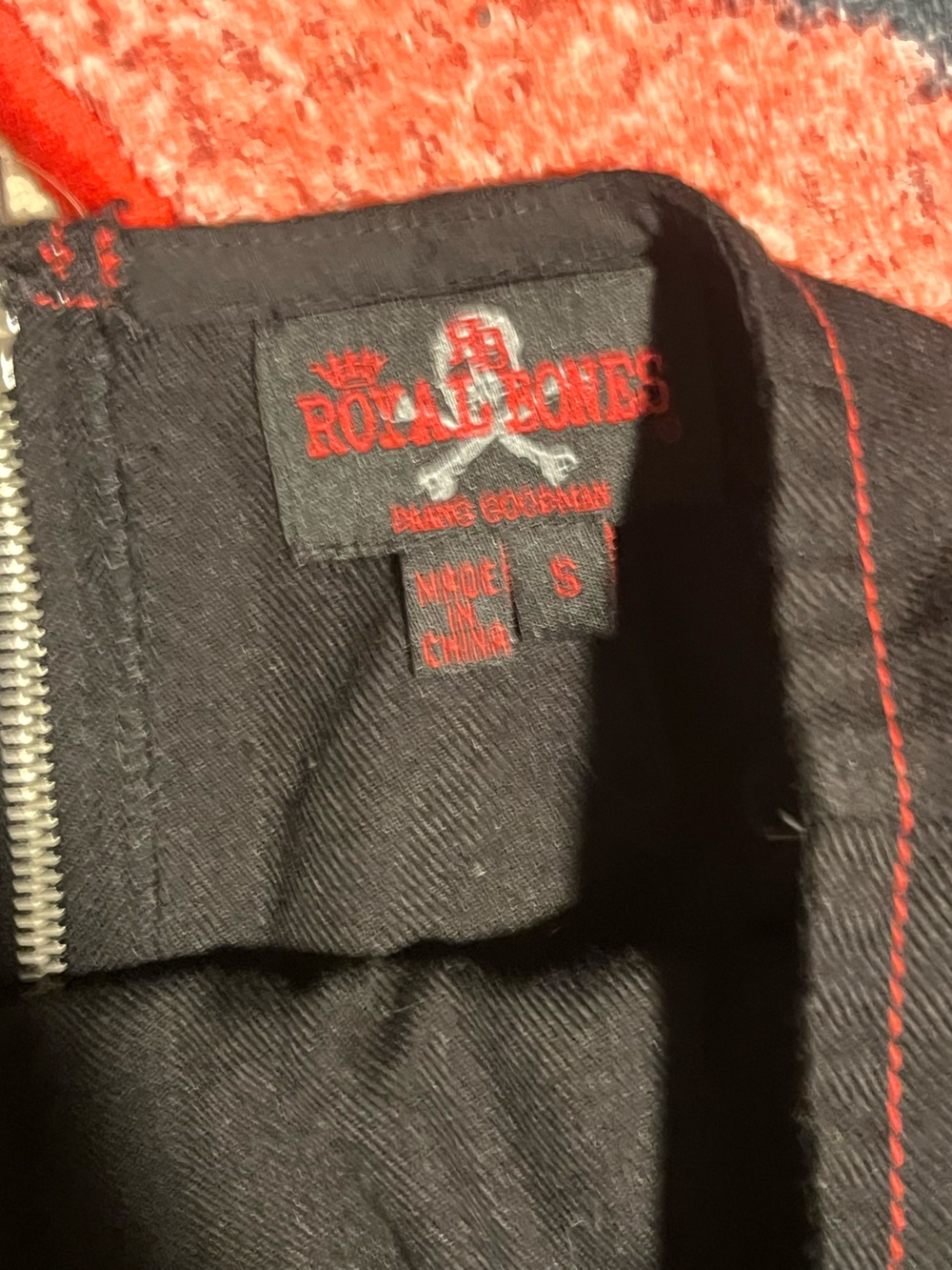 Royal Bones Black Mini Skirt with Red Belt Accents - Picture 2 of 2